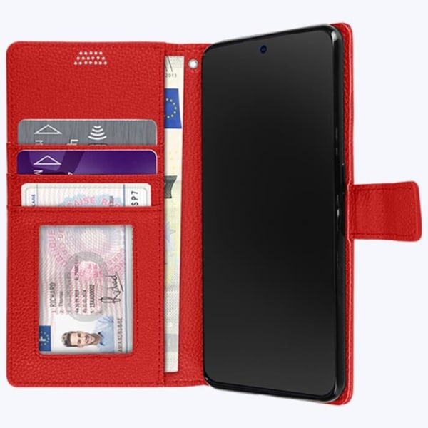 Realme GT Neo 3 Flip Wallet Case Video Support Handledsrem Röd