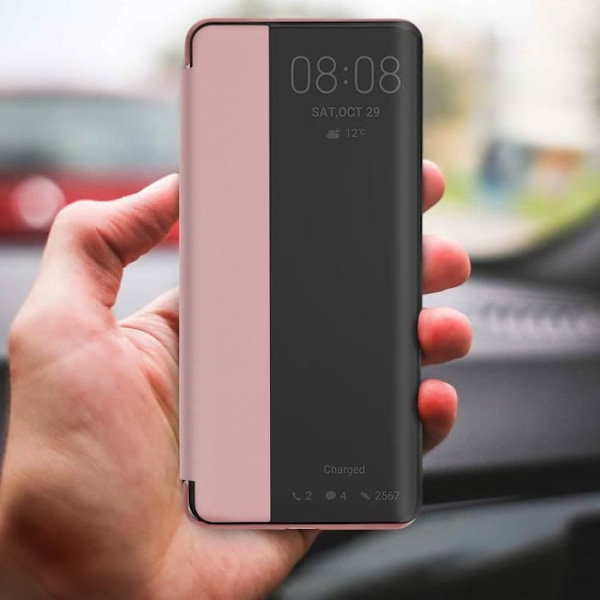 Hus - AVIZAR - Huawei P30 Pro - Hård Skal - Fodral med Stort Fönster - Roséguld Rose guld