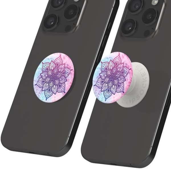 Smartphone tilbehør - POPSOCKETS - PopGrip Rainbow Nirvana - Udtrækkelig - Let - Video støtte Vit