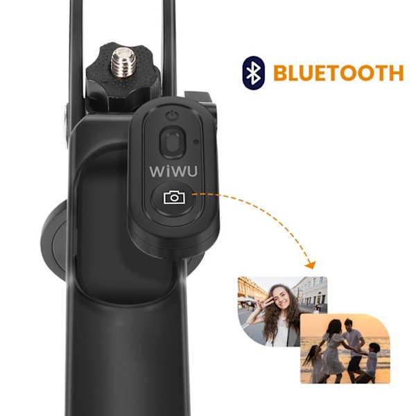Selfie Stativ för smartphones Dubbel LED Rotativ 360° wiwu Svart