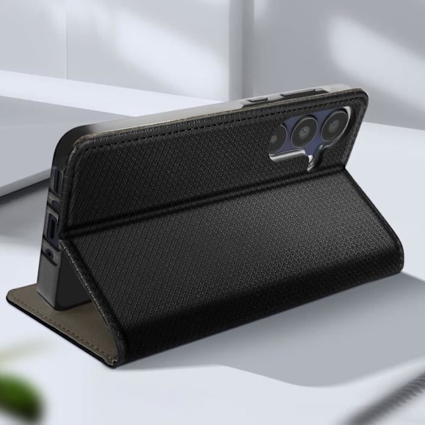 Taske til Samsung A35 5G - AVIZAR - Granuleret effekt - Kortholder - Video Support - Sort Svart