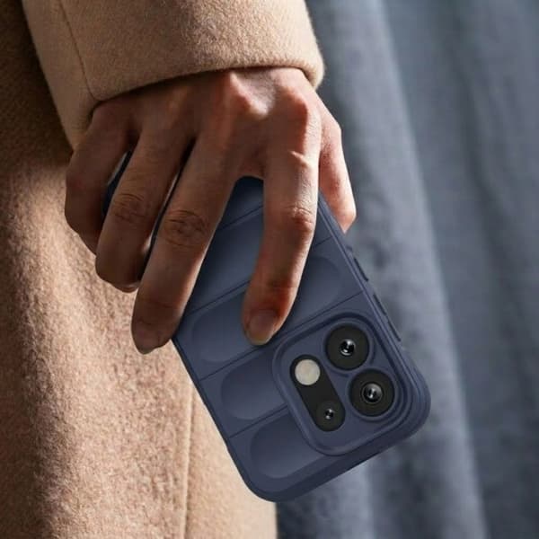 Skydd för Oppo Reno 16 / 16 Pro med 3D-relief och halkfritt grepp i midnattsblå Blå