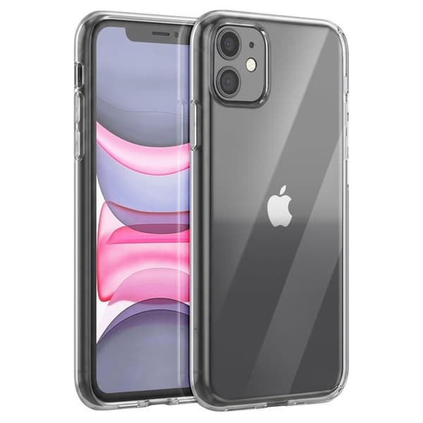 Silicone Cover til iPhone 11 med Hævede Kanter Stødabsorberende Mayaxess Gennemsigtig Vit