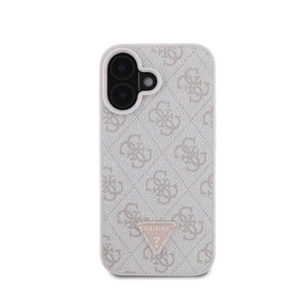 Coque til Apple iPhone 16 Edition 4G Rhinesten Triangel Metallic Guess Hvid / Champagne Rosa