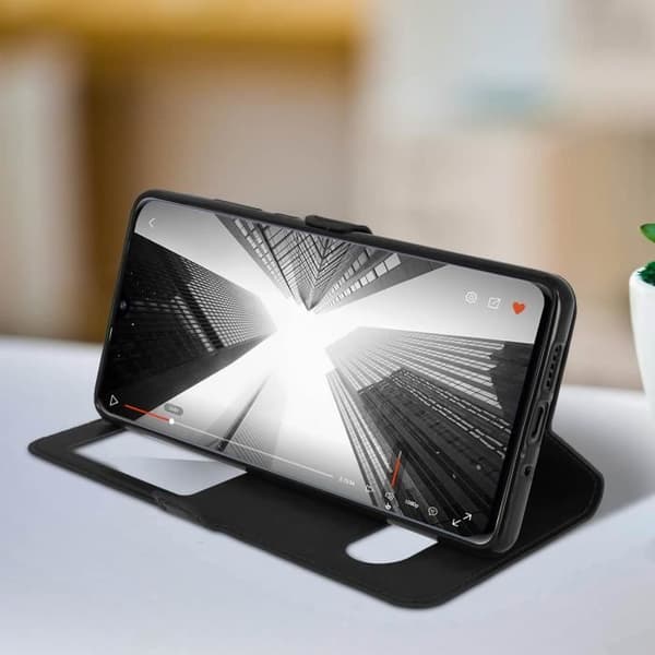 Housse - AVIZAR - Huawei P30 Pro - Folio Etui - Silikone - Sort Svart