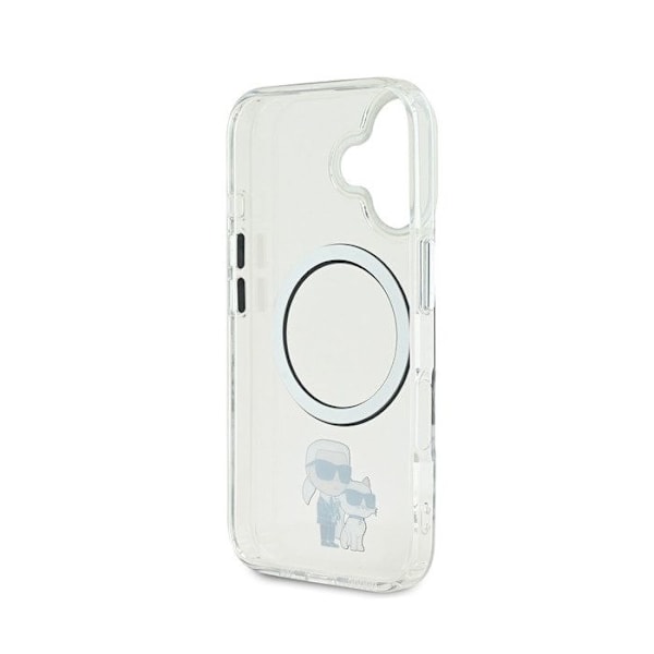 Coque för iPhone 16 Tryckt Karl och Choupette Kompatibel med MagSafe Karl Lagerfeld Transparent Vit