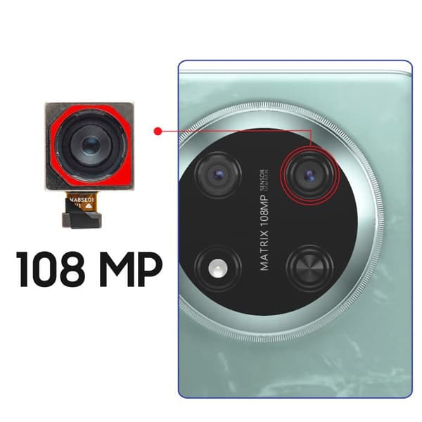Erstatningskamera bagpå 108MP til Honor Magic 7 Lite Sort Svart