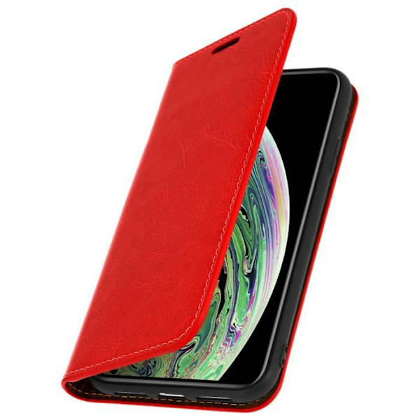 iPhone XS Max-fodral - Apple - Läderplånbok - Röd - Video Stöd - Heltäckande Skydd Röd