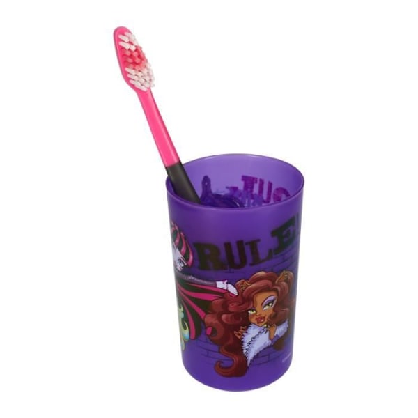 Sæt Barn - Monster High - Violet - Tandbørste - Drikkekop - Lynlås etui Lila