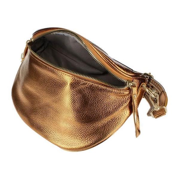 Galantry brons geometriskt mönster Crossbody bältesväska - Brun - Syntet - Vuxen - Blixtlås - Blandat kastanj