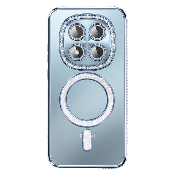Cover til Redmi Note 15 Pro 5G Kompatibel med MagSafe med Blå Rhinsten Kant Blå