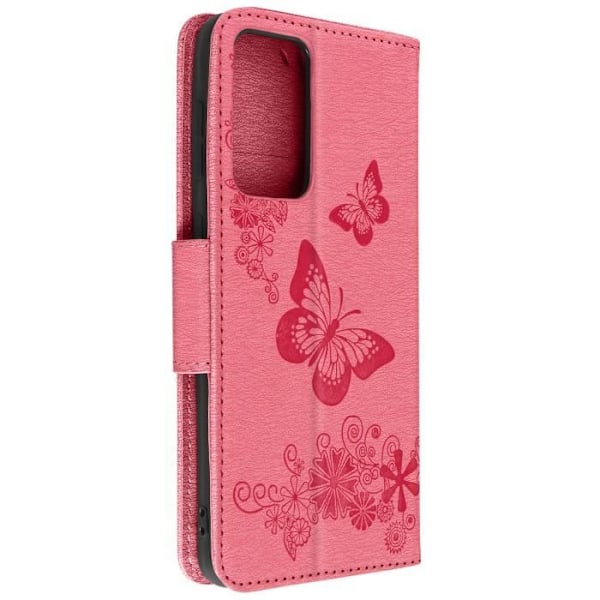 Perhos- ja kukkakuvioinen kotelo Samsung Galaxy A33 Wallet Video Support Pink Rosa