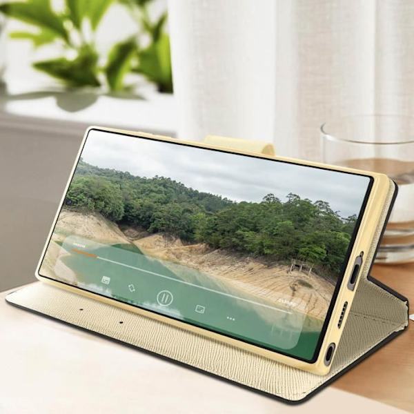 Cover til Samsung Galaxy S24 Ultra Flip Wallet Video Support Sort / Guld Svart