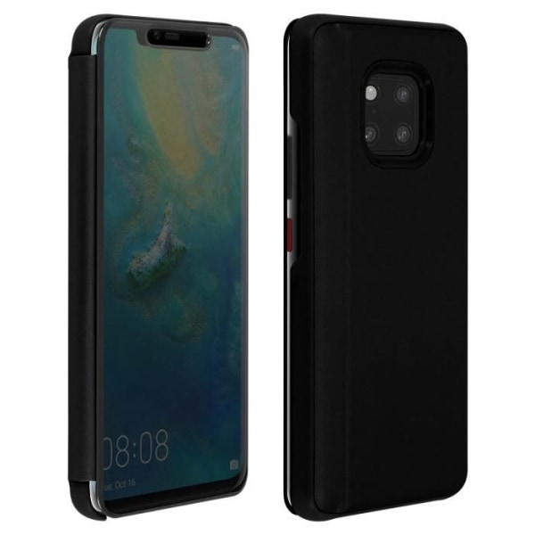 Huawei Mate 20 Pro Cover Mirror Folio Fodral Translucent Flip Video Stand Svart