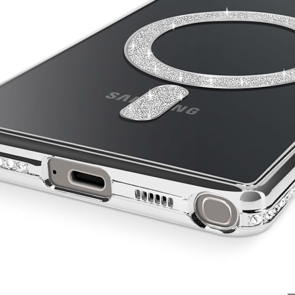 Coque Diamant för Samsung Galaxy S25 Ultra MagSafe Kontur Strass Silver Grå