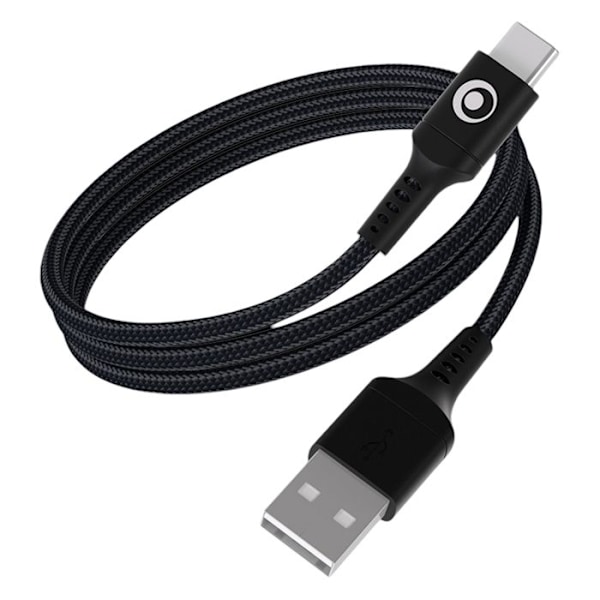 USB-A til USB-C kabel - BigBen - 1.2m - FastCharge 15W - 3A - Vævet nylon sort