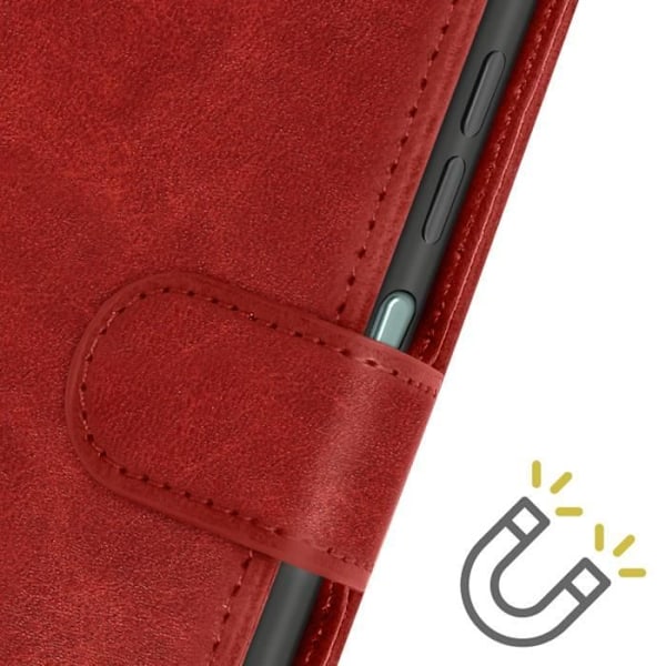 Taske til Oppo A58 Håndledsrem Flip Wallet Stand Red Röd