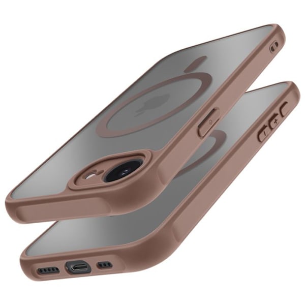 Coque MagSafe för iPhone 16e Matt Frostad Baksida Kontur Brun kastanj