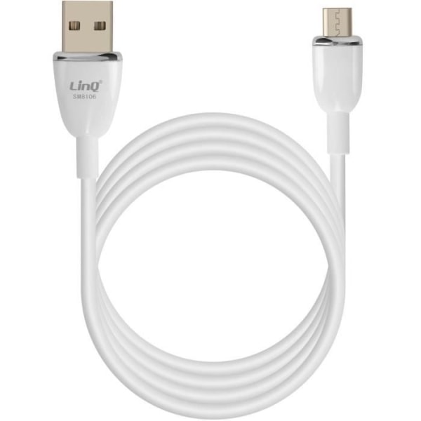 USB til mikro-USB kabel Hurtig opladning 3A Synkronisering Længde 1,2m LinQ Hvid Vit