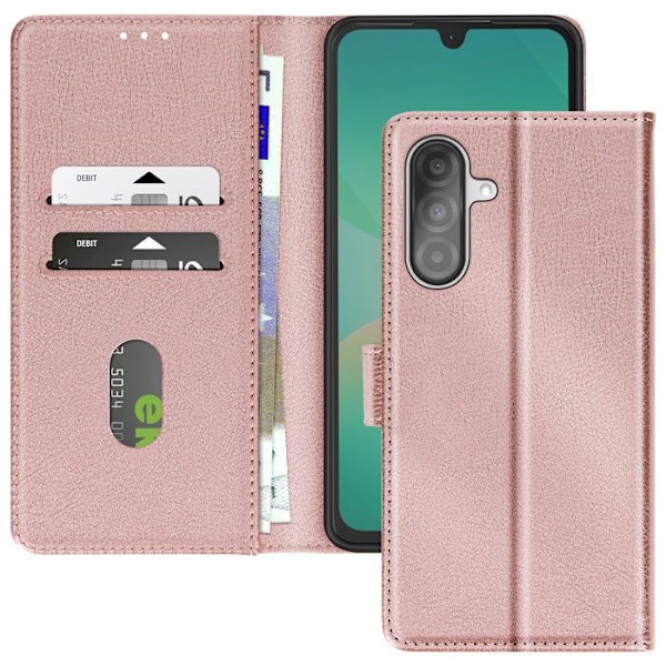Samsung Galaxy A26 Klapilompakko ja Videotuki Vaaleanpunainen Shamponi Rosa