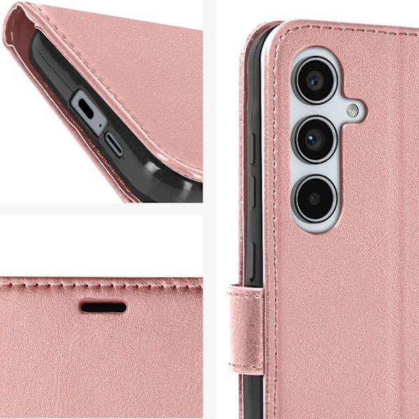 Pung etui til Samsung A55 - MAYAXESS - Champagne Pink - Stand og håndledsrem funktion Rosa