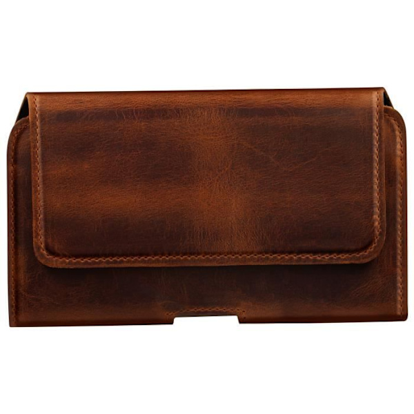 Universell Bälte Fodral Storlek XL Royal Läder Magnetstängning Brun - AVIZAR - Styv - Unisex kastanj