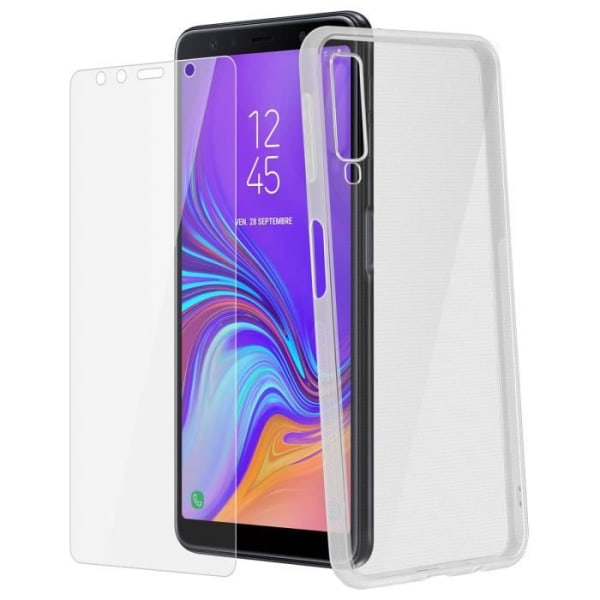 Bakstycke + skärmhärdat glasfilm för Samsung Galaxy A7 2018 - Genomskinlig transparent