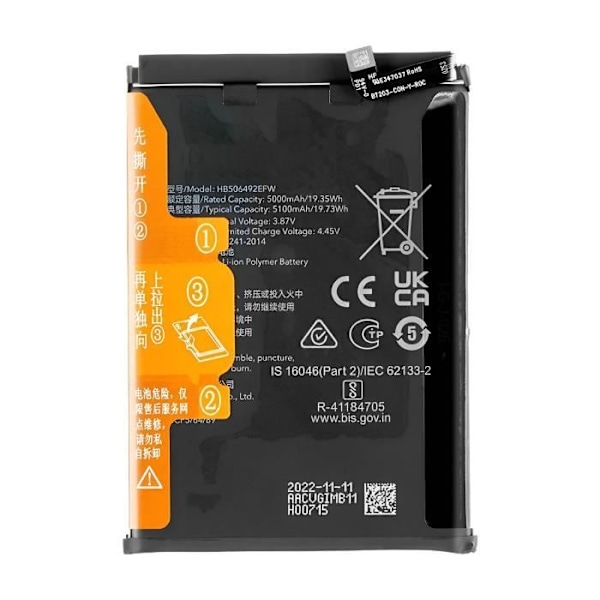 Inbyggt batteri för Honor Magic 5 Lite 5100mAh modell HB506492EFW Svart Svart