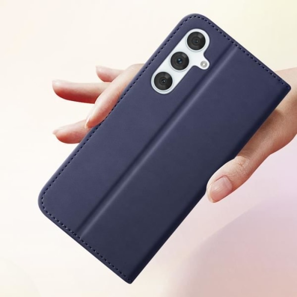 Fodral till Samsung Galaxy A55 - AVIZAR - Imiterat läder - Dubbel magnetlås - Blå Blå