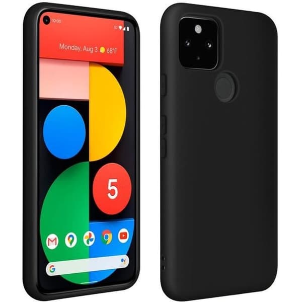 Beskyttelsesskal - AVIZAR - Google Pixel 5 - Semi-fast silikone - Soft Touch Finish - Sort Svart