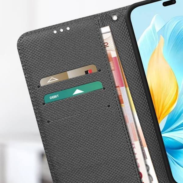 Etui til Honor 200 Lite - AVIZAR - Brieftasche med videostøtte - Mønster kryds sort Svart