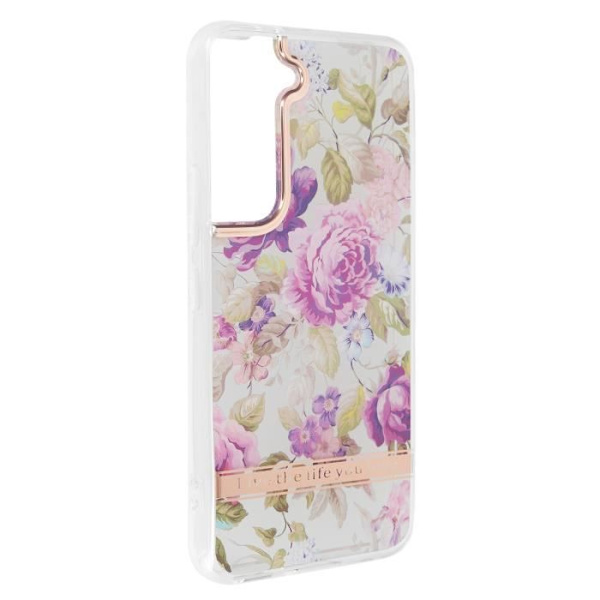 Coque Samsung Galaxy S22 - AVIZAR - Hård baksida med mjuk kontur - Mönster av lila blommor