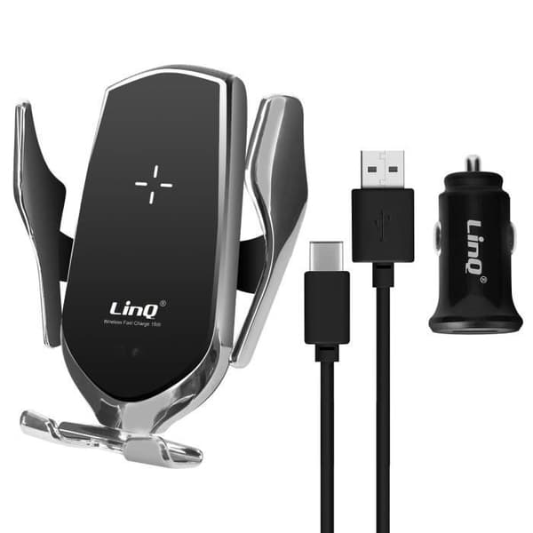 Support til bil - LINQ - 3 i 1 - Induktionsoplader 15W - Rotérbar 360° - Smartphone 4-6.8''