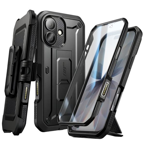 Helskalsbeskyttelse - SUPCASE - iPhone 17 - Fuld beskyttelse - Praktisk støtte - Sort Svart