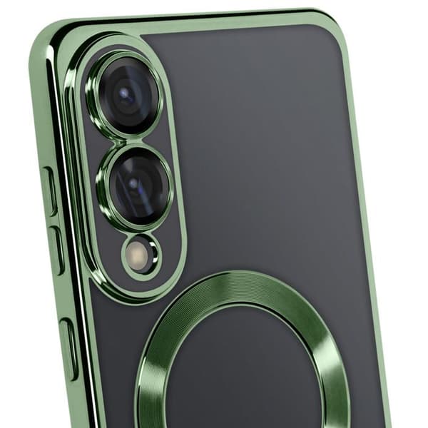 Coque MagSafe för Samsung Galaxy S25 Edge Silikon Kontur Krom Grön Grøn