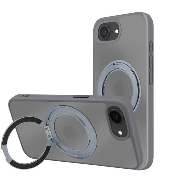MagSafe-fodral för iPhone 16 med inbyggd XL-stödgrå ring Grå