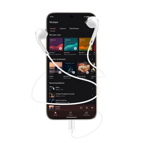 USB-C Trådade Hörlurar för Pixel 9 Pro XL med Inbyggd Mikrofon Mayaxess Vit Vit