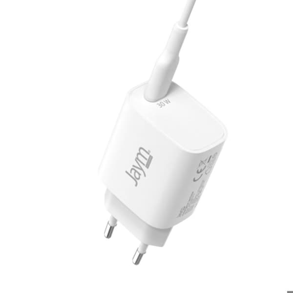 USB-C 30W PD / PPS Väggladdare med USB-C till Lightning MFi 2m Kabel Jaym Vit