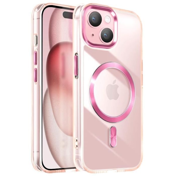 Coque MagSafe för iPhone 15 Bakre Kristall Färg Rosé Champagne Rosa