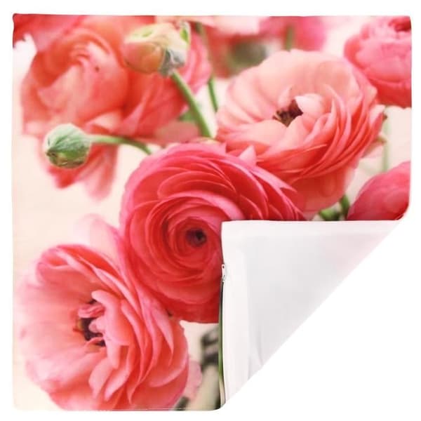 Pudebetræk - AVIZAR - Sæt af 2 - 40x40 cm - Mønster med roser - Chic elegance Grön