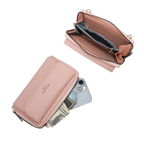 Sød Gallantry Pink Læder Wallet Skuldertaske - GALLANTRY - Blød - Punglås Rosa