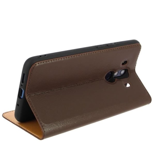 Etui - AVIZAR - Mate 10 Pro - Smart View-fodral - Brun - Heltäckande skydd kastanj
