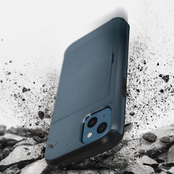 Coque iPhone 13 - Defender - Mørkeblå - Stødabsorberende - Skubbar kortopbevaring - Elegant Midnattsblå