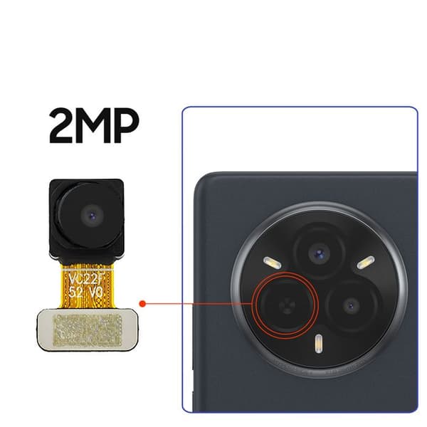 Bagkamera - AVIZAR - Realme 14 Pro - Dybdesensor 2MP - Tilslutningskabel - Sort Svart