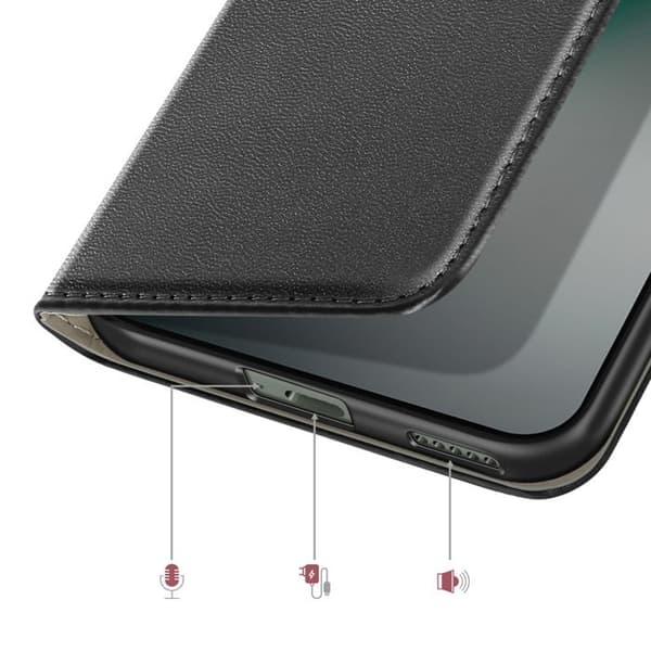 Folio-etui til Honor Magic 8 Lite med kortlomme og videostøtte i sort Svart