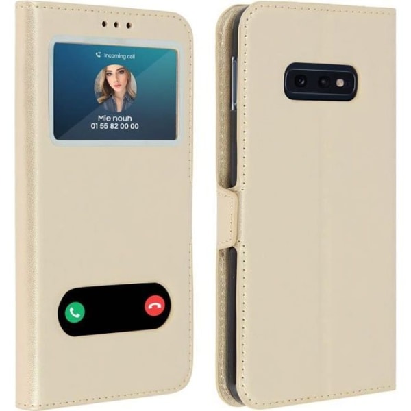 Etui Folio - AVIZAR - Samsung Galaxy S10e - Dobbeltvindue - Støttefunktion - Guld gyllene