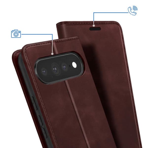 Pungetui til Google Pixel 11 / 11 Pro Suede Effekt med Støtte Bordeaux Röd
