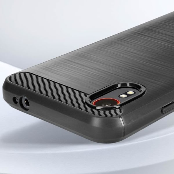Etui til Samsung Galaxy Xcover 7 - AVIZAR - Carbon og børstet sort effekt - Halvstivt etui Svart