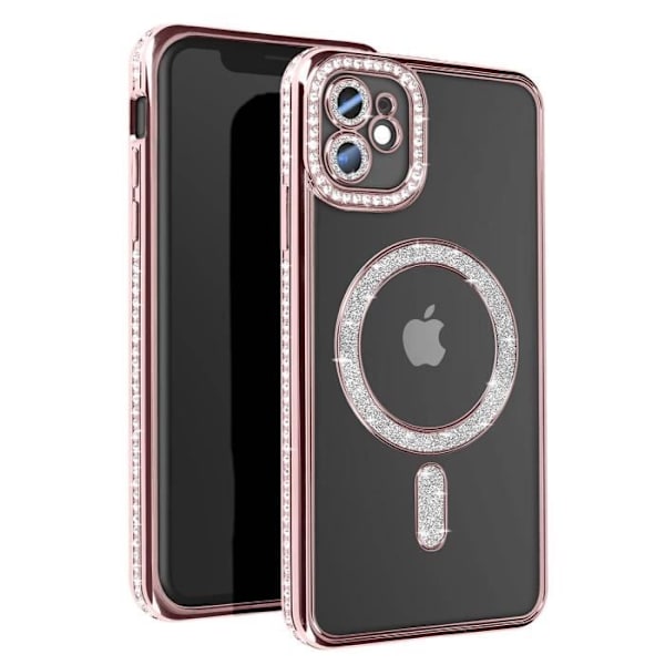 Timanttikotelo iPhone 11:lle - AVIZAR - tekojalokivi Contour - Vaaleanpunainen - Synteettinen - Mixed Rosa