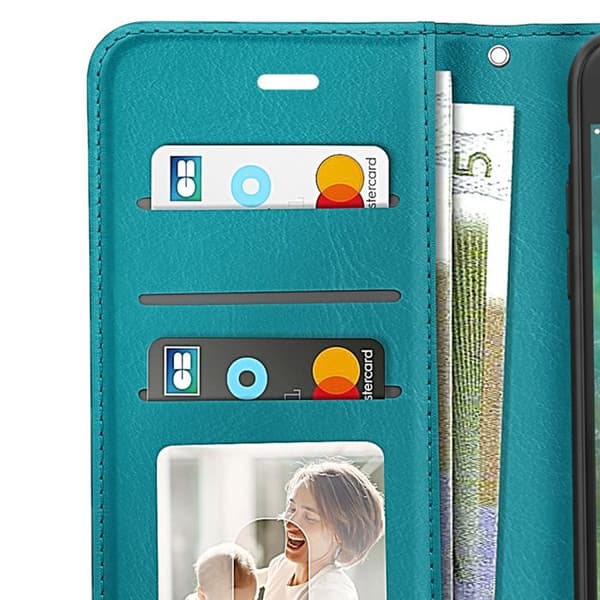 Pungetui til iPhone SE 2020 / 2022 med videostøtte og håndledsrem Mayaxess Turkis Blå